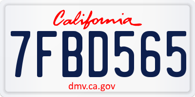 CA license plate 7FBD565