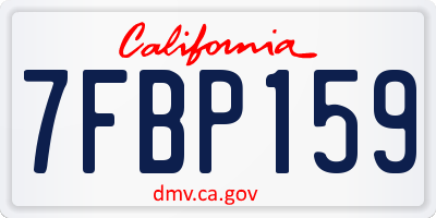 CA license plate 7FBP159
