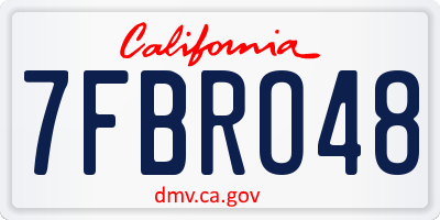 CA license plate 7FBRO48