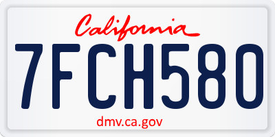 CA license plate 7FCH580