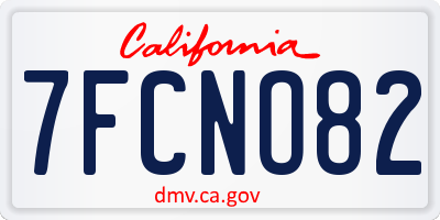 CA license plate 7FCNO82