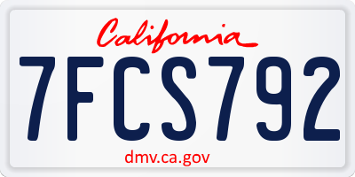 CA license plate 7FCS792