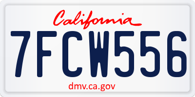 CA license plate 7FCW556