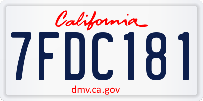 CA license plate 7FDC181