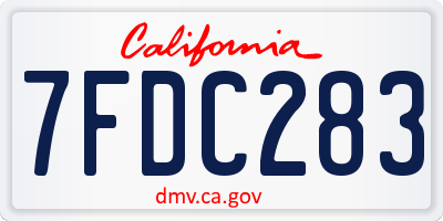 CA license plate 7FDC283