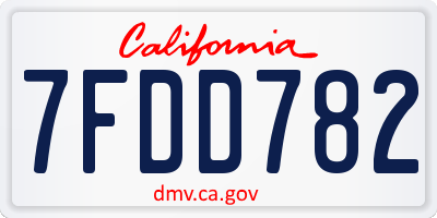 CA license plate 7FDD782