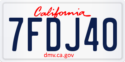 CA license plate 7FDJ40