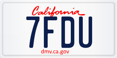 CA license plate 7FDU