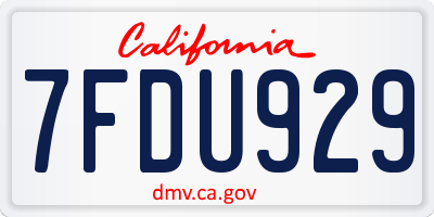 CA license plate 7FDU929