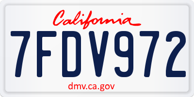 CA license plate 7FDV972
