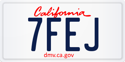 CA license plate 7FEJ