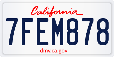 CA license plate 7FEM878