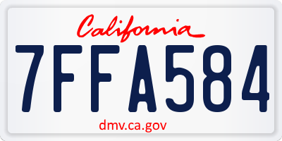 CA license plate 7FFA584