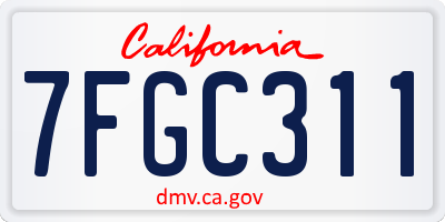 CA license plate 7FGC311