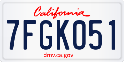 CA license plate 7FGK051