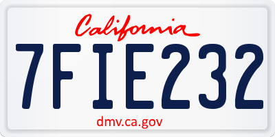 CA license plate 7FIE232