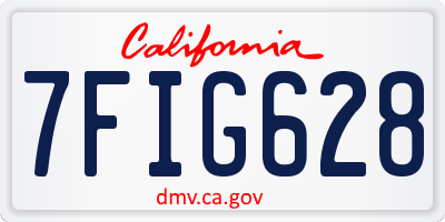CA license plate 7FIG628
