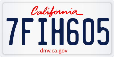 CA license plate 7FIH605
