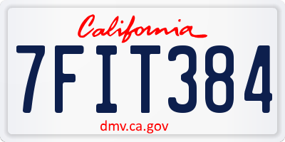 CA license plate 7FIT384