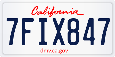 CA license plate 7FIX847