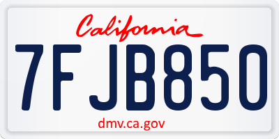 CA license plate 7FJB850