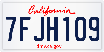 CA license plate 7FJH109