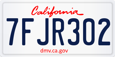 CA license plate 7FJR302