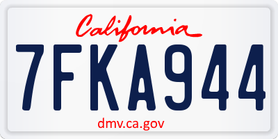 CA license plate 7FKA944
