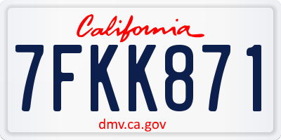 CA license plate 7FKK871