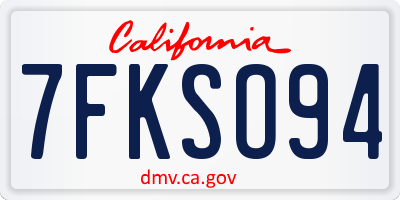 CA license plate 7FKSO94