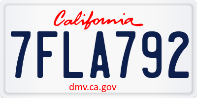 CA license plate 7FLA792