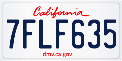 CA license plate 7FLF635