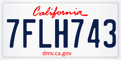 CA license plate 7FLH743