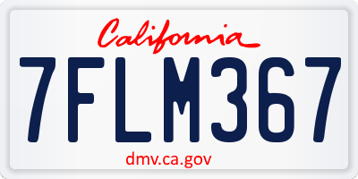 CA license plate 7FLM367