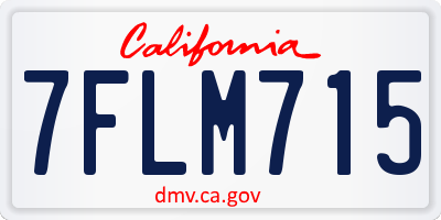 CA license plate 7FLM715