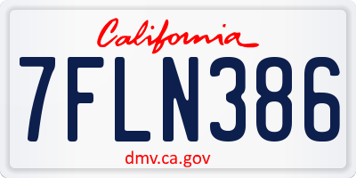 CA license plate 7FLN386