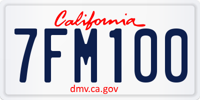 CA license plate 7FM100