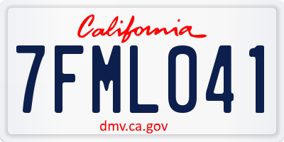 CA license plate 7FML041
