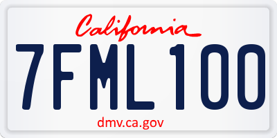 CA license plate 7FML100