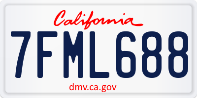 CA license plate 7FML688