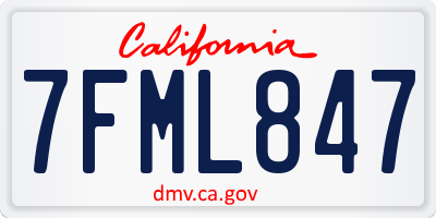 CA license plate 7FML847