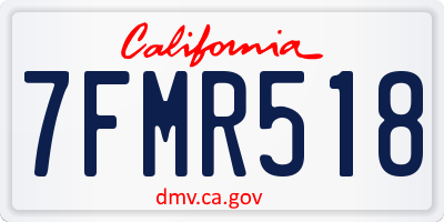 CA license plate 7FMR518