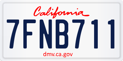 CA license plate 7FNB711