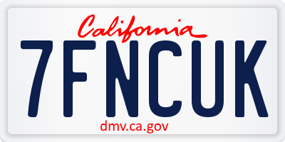 CA license plate 7FNCUK