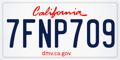 CA license plate 7FNP709