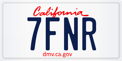 CA license plate 7FNR