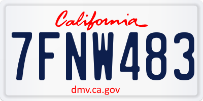 CA license plate 7FNW483