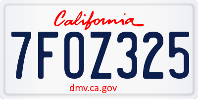 CA license plate 7FOZ325