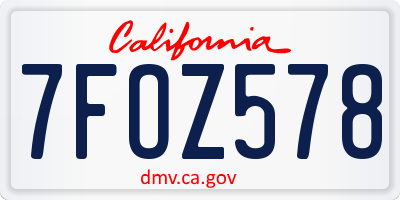 CA license plate 7FOZ578