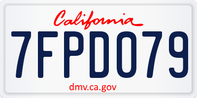 CA license plate 7FPD079